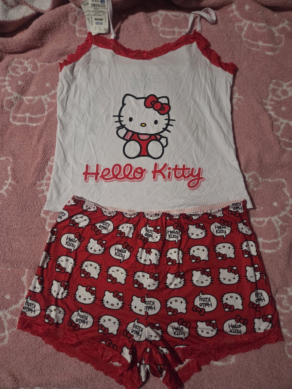 Hello Kitty White & Red Lace Pajama Set